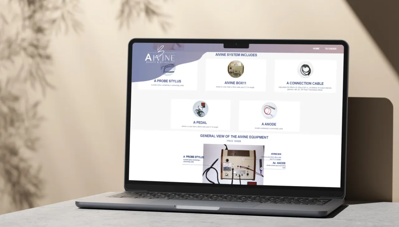 Aivine Beauty: a website for premium equipment