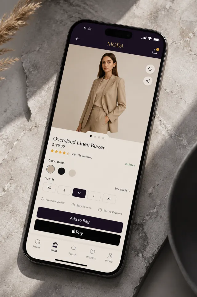 An app for a fashion and branded clothing store