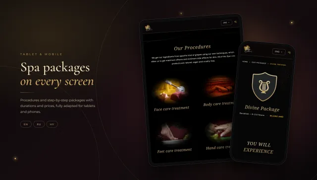 Wine & Grapes Spa: a premium spa website with an online shop